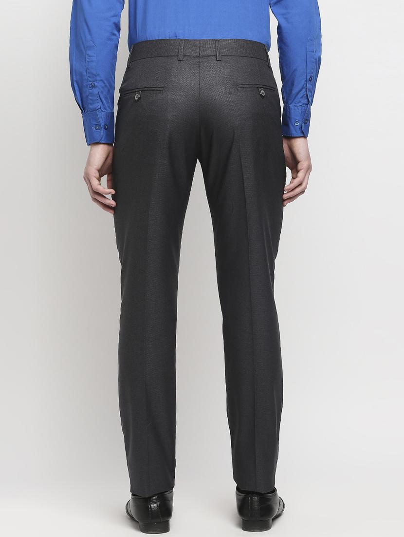 charcoal grey solid formal trouser - 18227842 - Zoom Image - 4