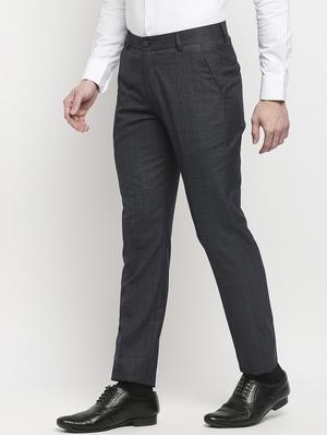 navy-blue checkered formal trouser - 18227845 - Standard Image - 2