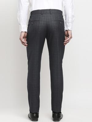 navy-blue checkered formal trouser - 18227845 - Standard Image - 4