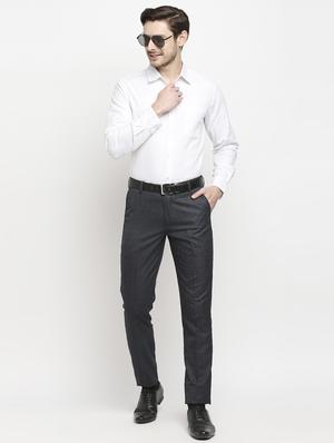 navy-blue checkered formal trouser - 18227845 - Standard Image - 5