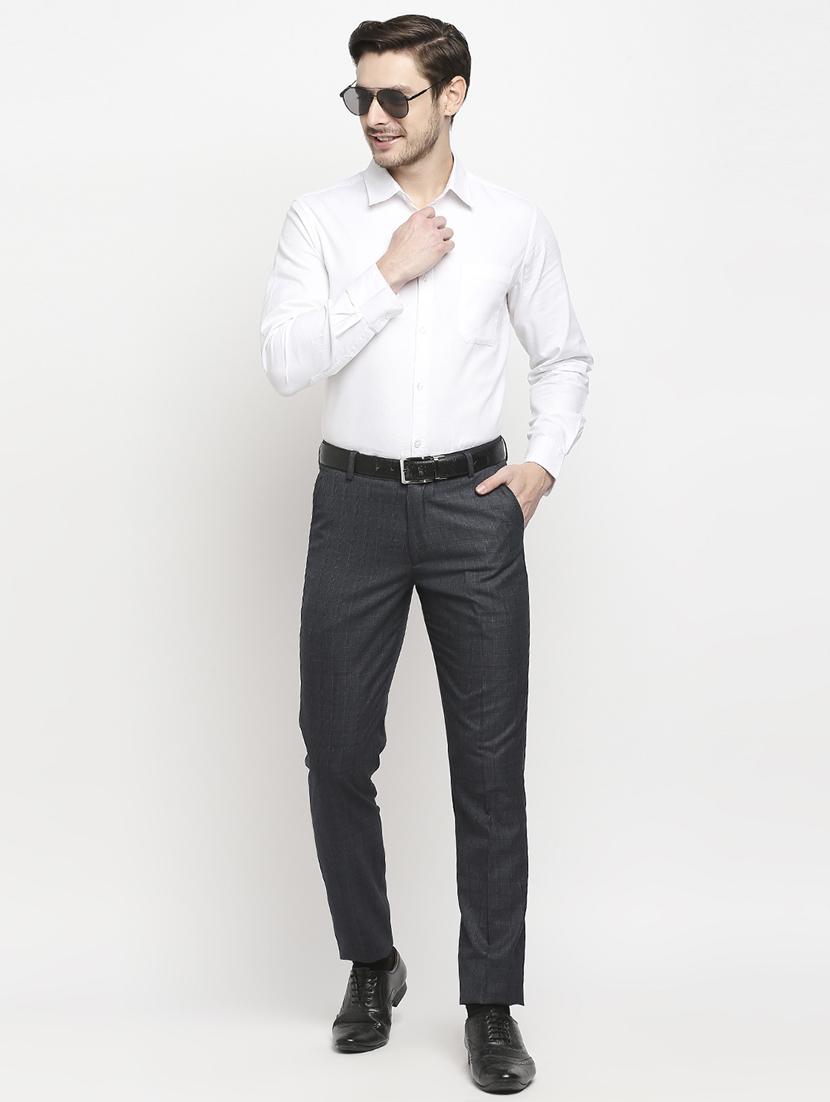 navy-blue checkered formal trouser - 18227845 - Zoom Image - 5