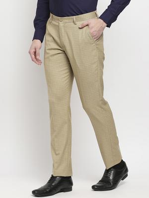 beige checkered formal trouser - 18227849 - Standard Image - 3