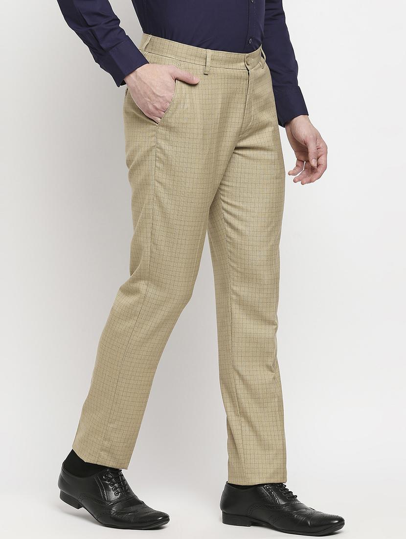 beige checkered formal trouser - 18227849 - Zoom Image - 2
