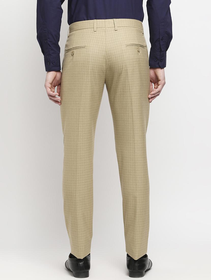 beige checkered formal trouser - 18227849 - Zoom Image - 4