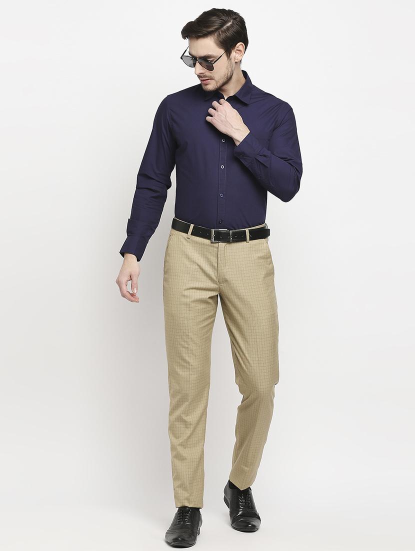 beige checkered formal trouser - 18227849 - Zoom Image - 5