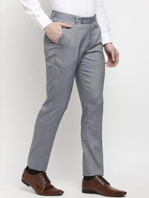 blue solid formal trouser - 18227856 - Standard Image - 3