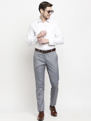 blue solid formal trouser - 18227856 - Standard Image - 5