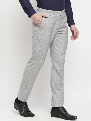 grey checkered formal trouser - 18227859 - Standard Image - 3