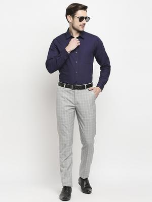 grey checkered formal trouser - 18227859 - Standard Image - 5