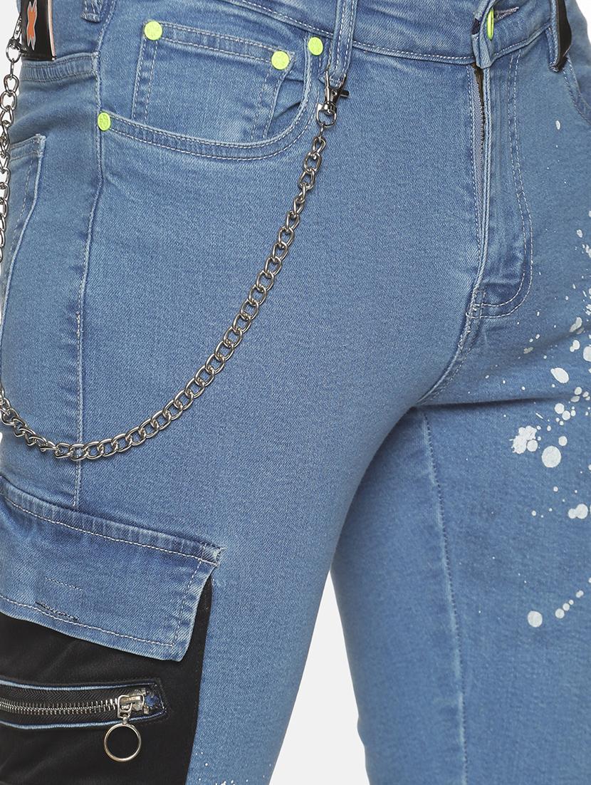 blue color-blocked printed light-washed jean - 18228564 - Zoom Image - 5