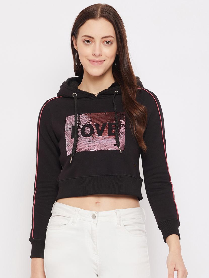 black printed hoodies sweatshirt - 18229880 - Zoom Image - 1