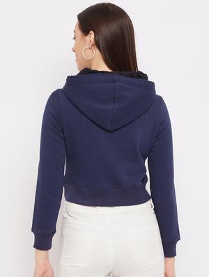 navy blue printed hoodies sweatshirt - 18229881 - Standard Image - 3