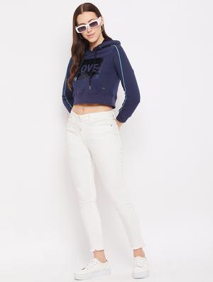 navy blue printed hoodies sweatshirt - 18229881 - Standard Image - 4