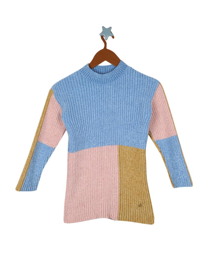 blue color block sweater - 18230167 - Zoom Image - 1