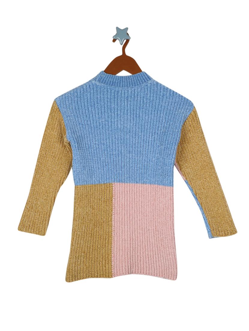blue color block sweater - 18230167 - Zoom Image - 2