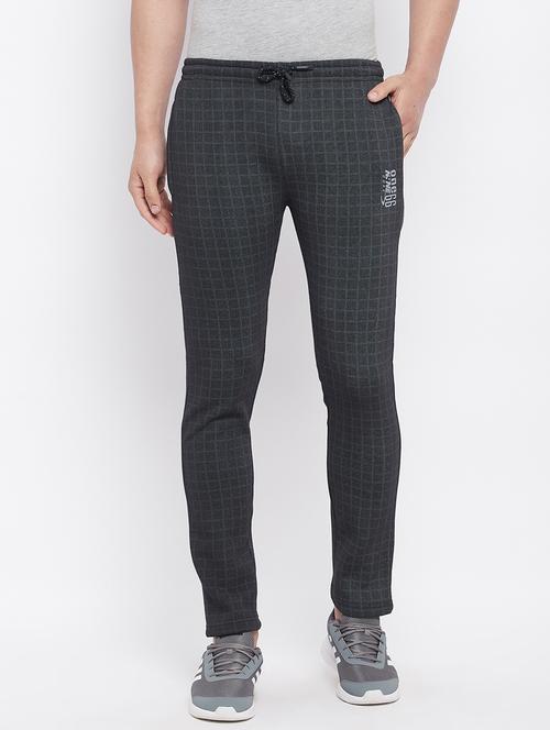 black checkered track pant - 18230267 - Standard Image - 1