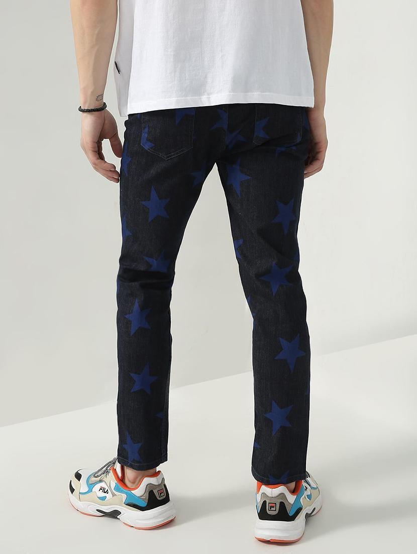 dark-blue ripped and printed denim jean - 18230276 - Zoom Image - 3