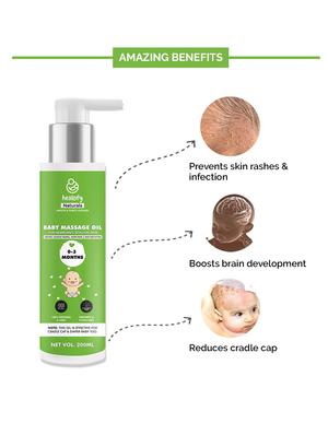 healofy naturals baby massage oil with almond, olive, argan, sesame & wheat germ oil, 200ml - 18230728 - Standard Image - 2