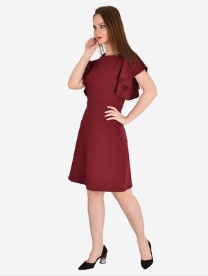 boat neck solid a-line dress - 18230833 - Standard Image - 2