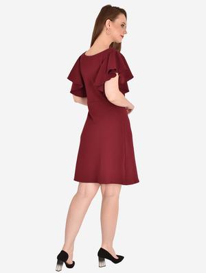 boat neck solid a-line dress - 18230833 - Standard Image - 4