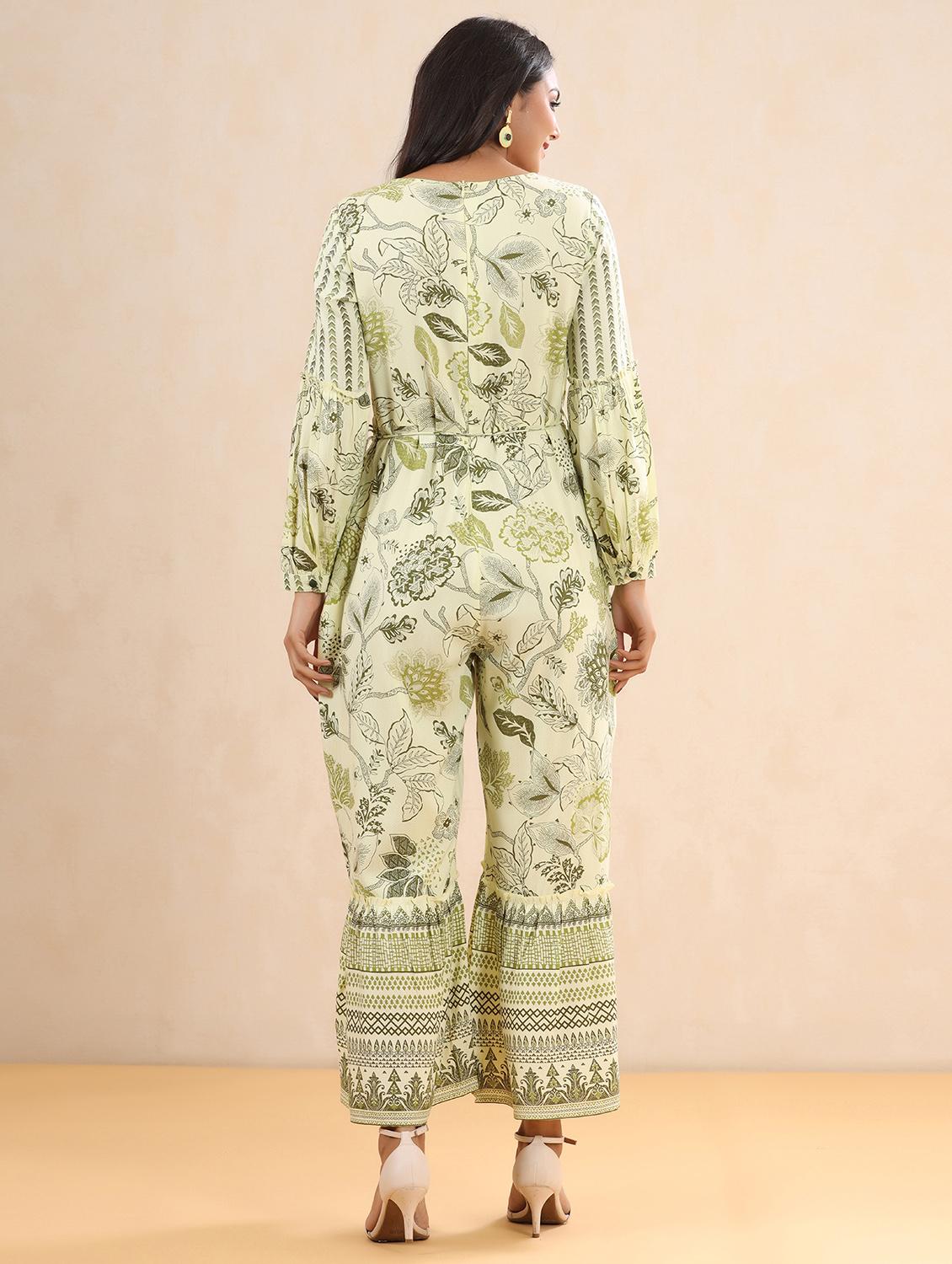 round neck printed full leg jumpsuit - 18230986 - Zoom Image - 3