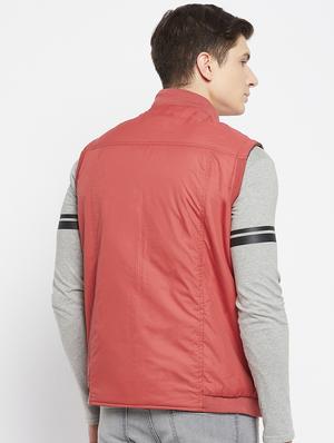 peach solid casual jacket - 18231244 - Standard Image - 2