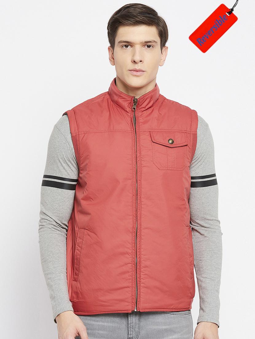peach solid casual jacket - 18231244 - Zoom Image - 1