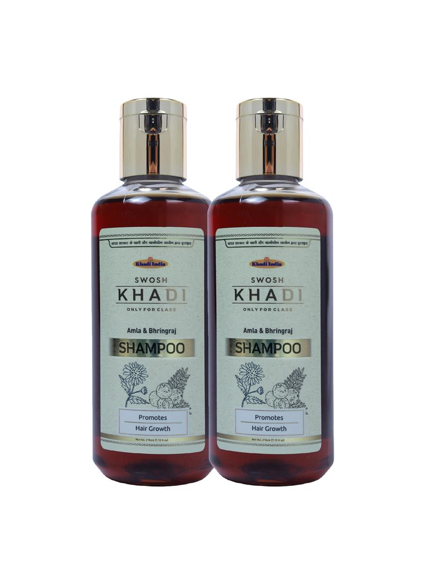 swosh khadi amla & bhringraj hair cleanser hair fall control shampoo combo pack 2 (210 ml) | sls & paraben free| (420 ml) - 18231375 - Zoom Image - 1