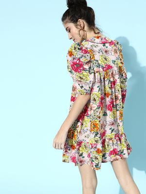 peter pan collar floral fit & flare dress - 18231633 - Standard Image - 2