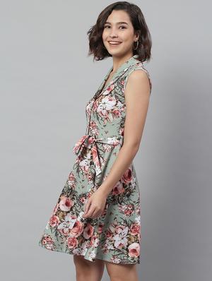 tie front floral a-line dress - 18231685 - Standard Image - 2