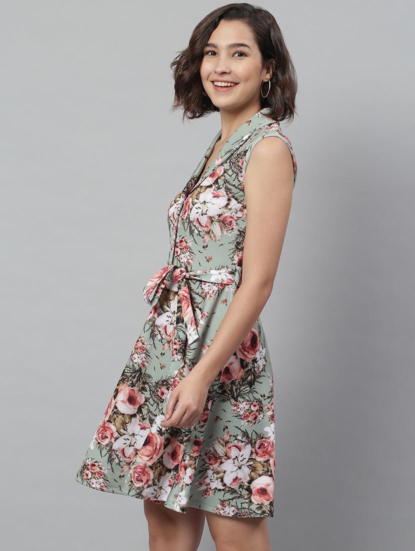 tie front floral a-line dress - 18231685 - Zoom Image - 2