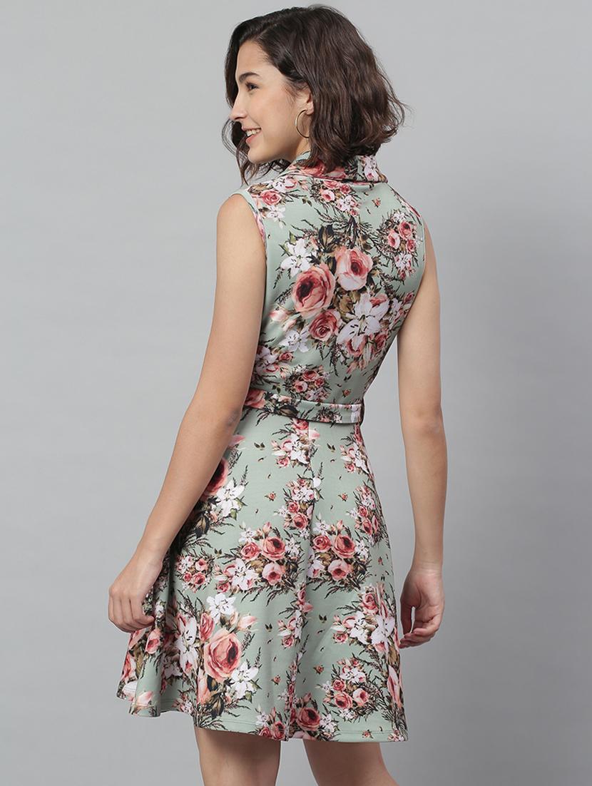 tie front floral a-line dress - 18231685 - Zoom Image - 3