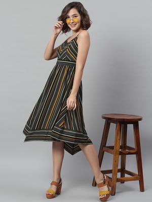 cami neck striped fit & flare dress - 18231750 - Standard Image - 4