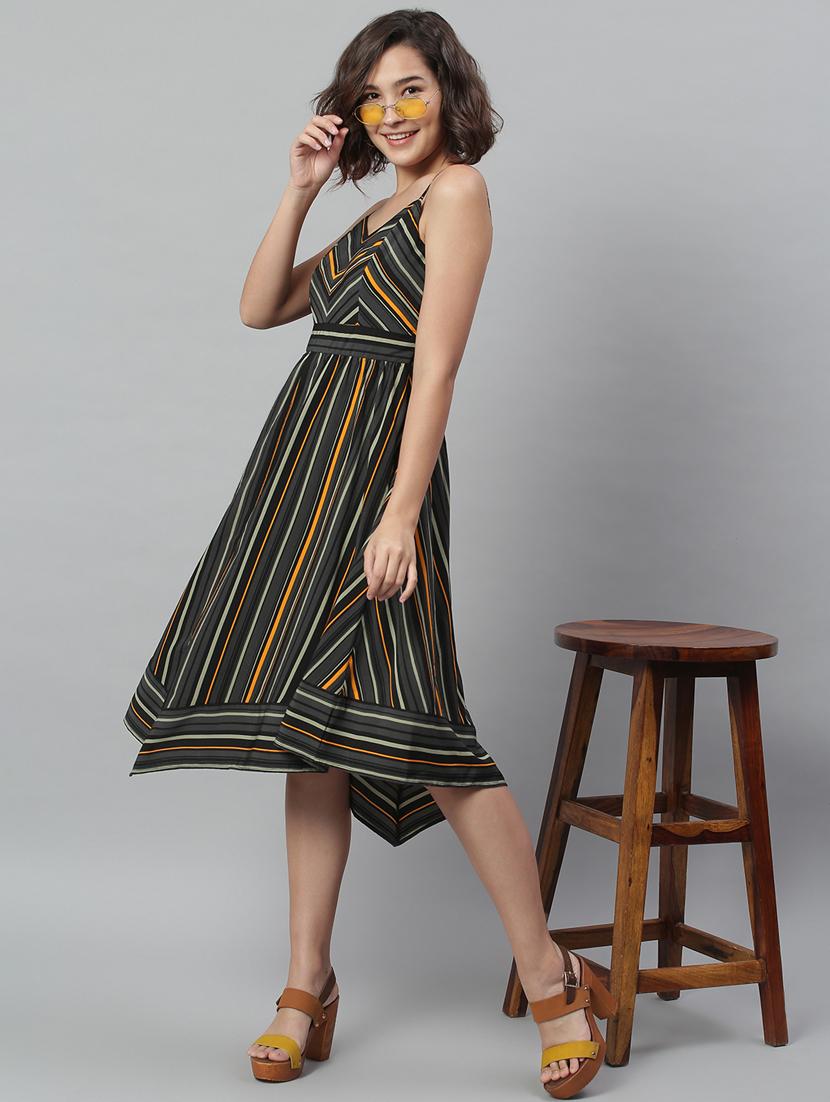 cami neck striped fit & flare dress - 18231750 - Zoom Image - 4