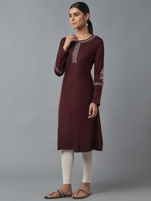 red straight kurta - 18231903 - Standard Image - 2