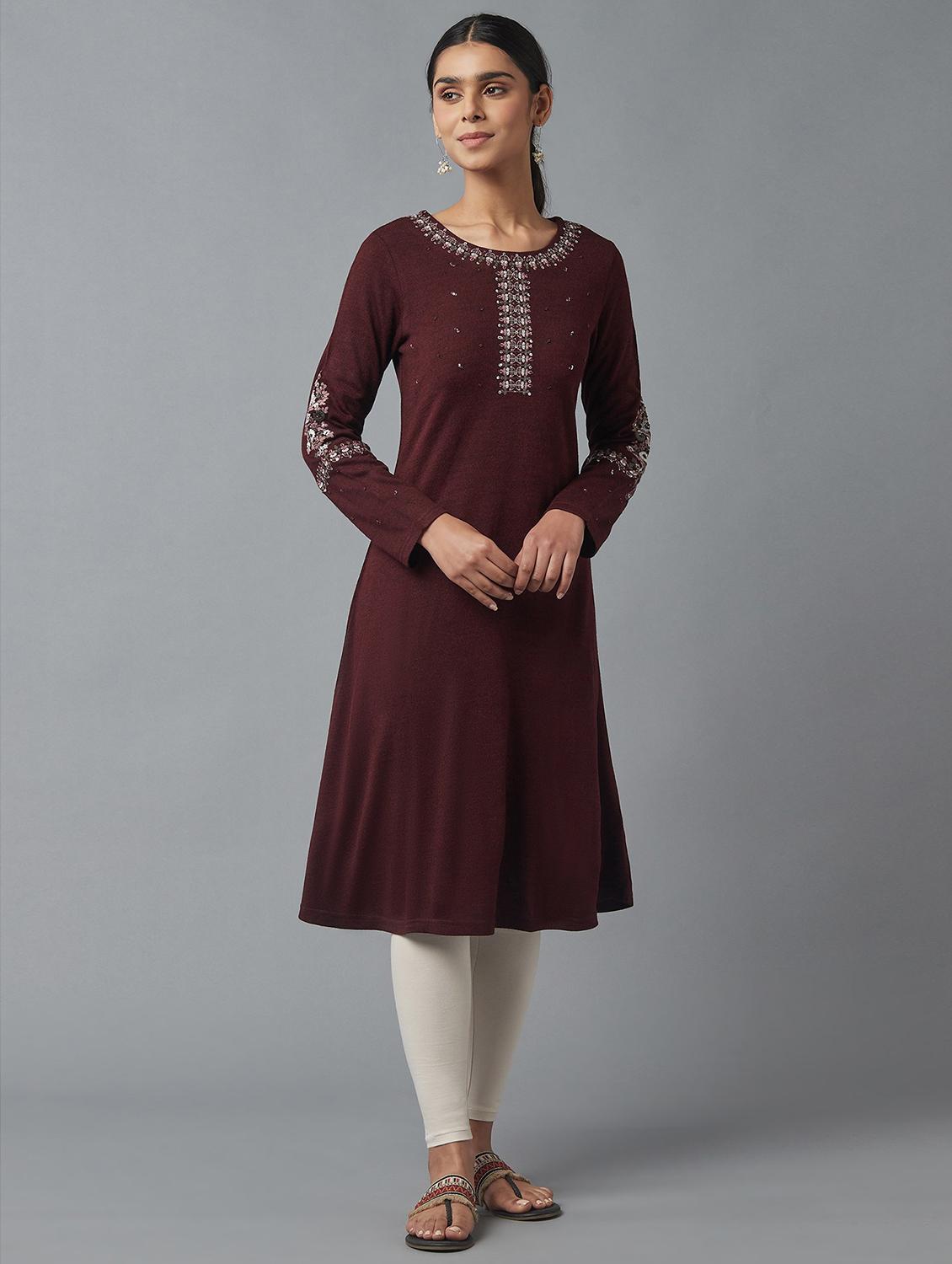 red straight kurta - 18231903 - Zoom Image - 1