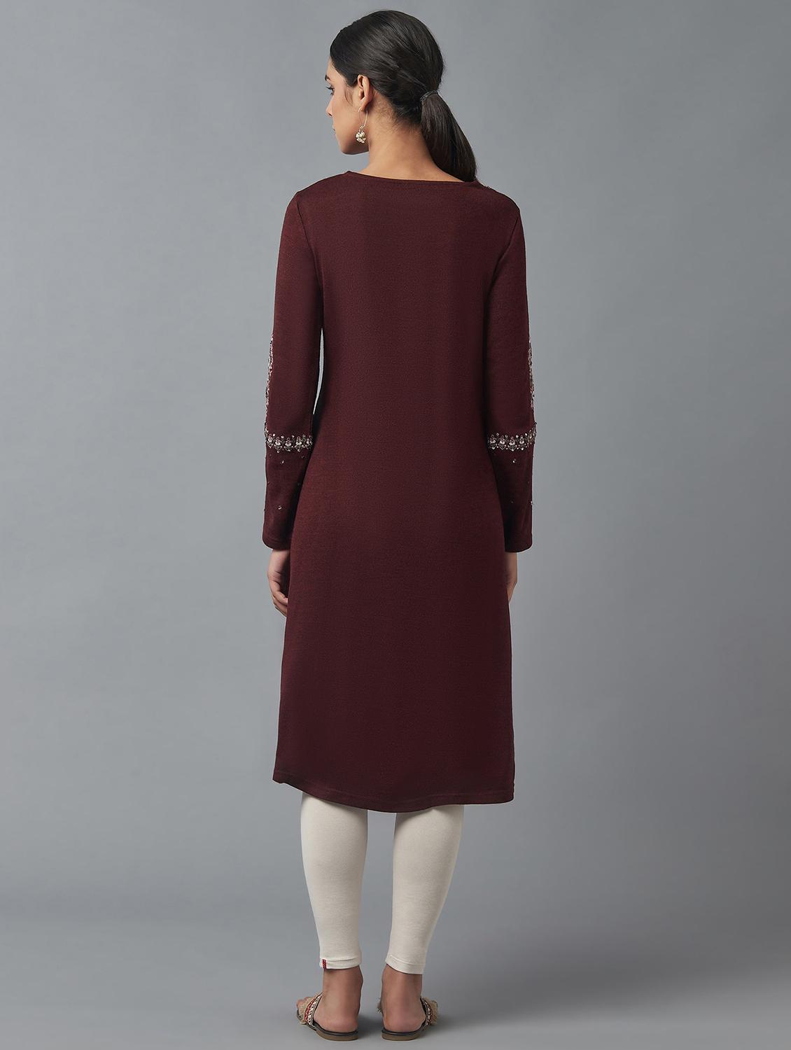 red straight kurta - 18231903 - Zoom Image - 3