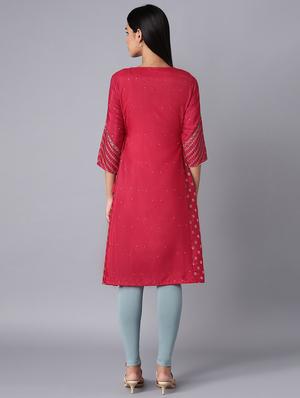 red printed flared kurta - 18232008 - Standard Image - 3