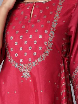 red printed flared kurta - 18232008 - Standard Image - 4