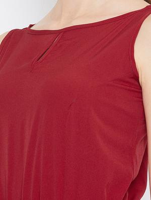 key hole neck solid full leg jumpsuit - 18232553 - Standard Image - 4