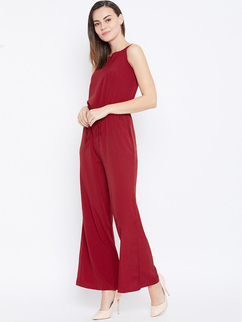 key hole neck solid full leg jumpsuit - 18232553 - Zoom Image - 2