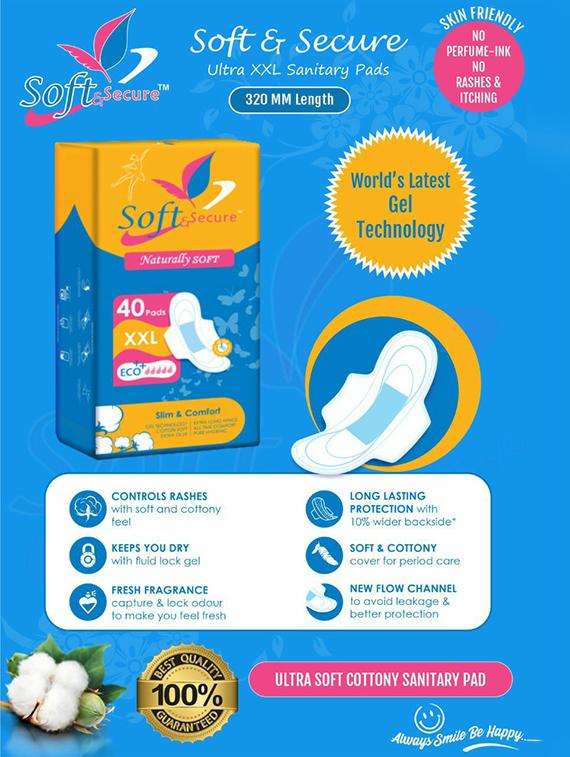 40 xxl blue soft and secure sanitary pads - 18232576 - Zoom Image - 3