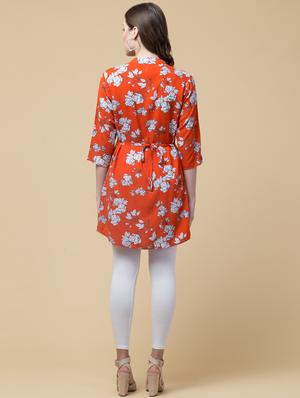mandarin neck floral tunic - 18232650 - Standard Image - 3