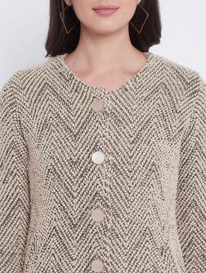 round neck printed cardigan - 18232933 - Standard Image - 5