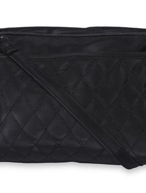 black solid regular sling bag - 18232955 - Standard Image - 4