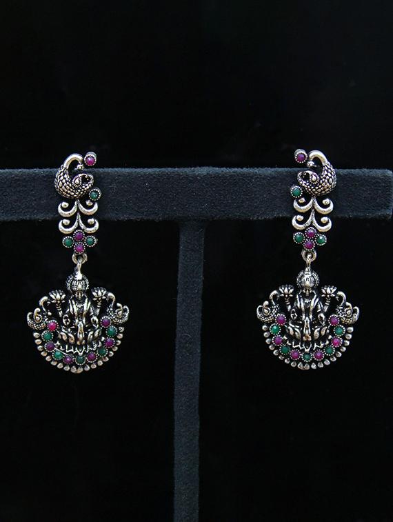 silver brass drop earring - 18233427 - Zoom Image - 2