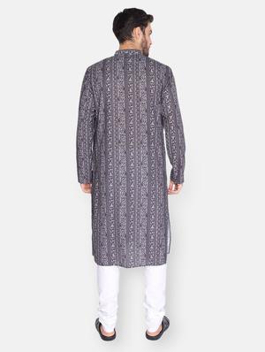 grey printed kurta pyjama ethnic wear set - 18233541 - Standard Image - 3