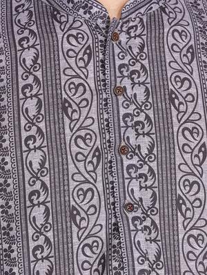 grey printed kurta pyjama ethnic wear set - 18233541 - Standard Image - 5