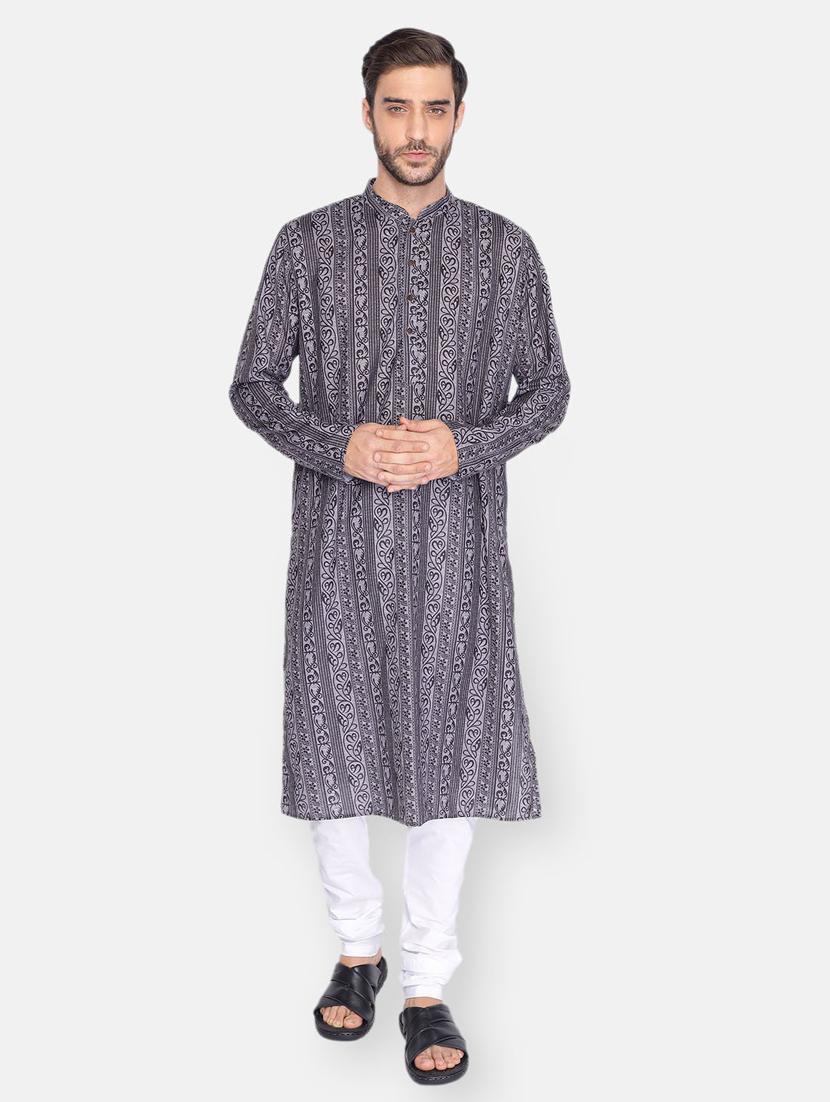 grey printed kurta pyjama ethnic wear set - 18233541 - Zoom Image - 1