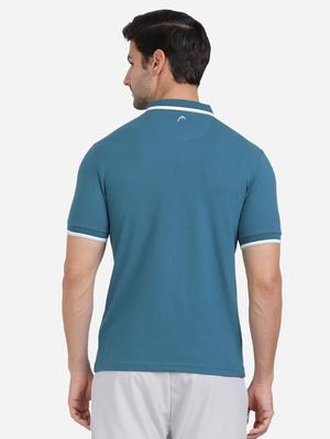 blue solid polo t-shirt - 18233929 - Standard Image - 3
